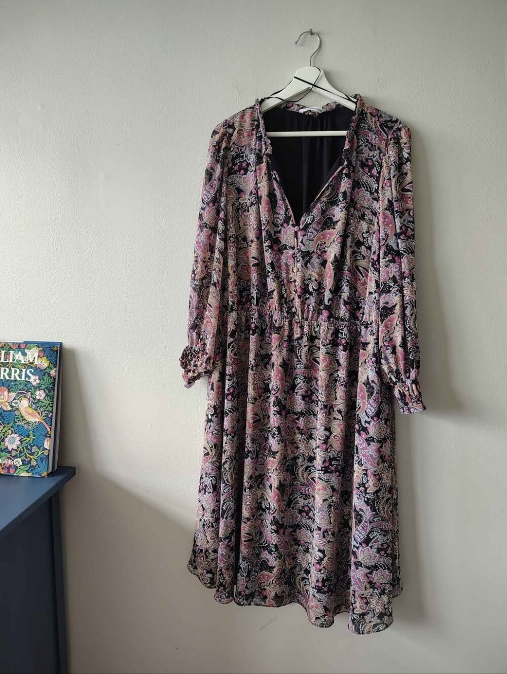 Penningtons Black and Paisley button up Maxi Long sleeve dress